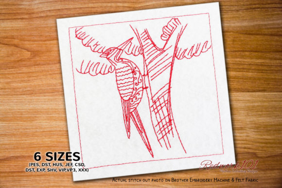 Woodpecker Pecking Lineart Design: Apparel Embroidery Review